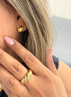 Crescent curve set - oorbellen en ring